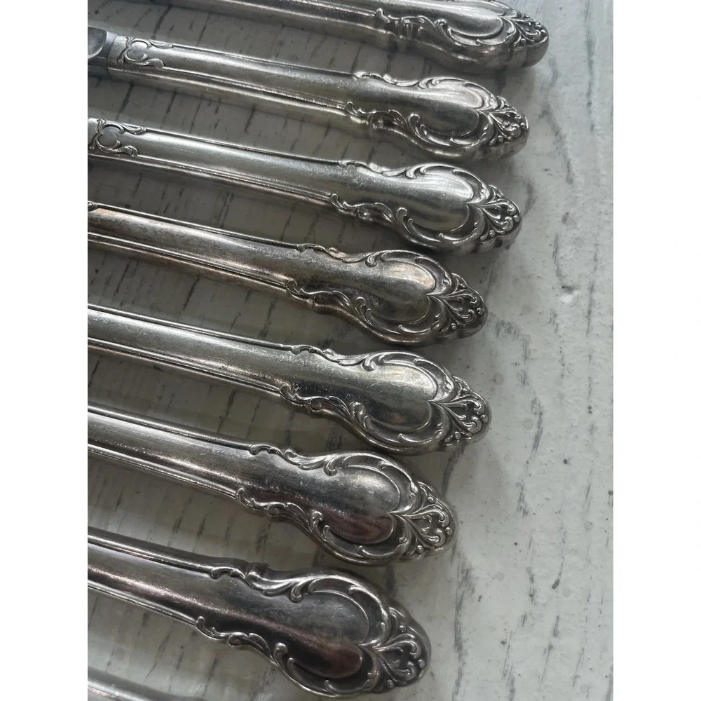 Holmes Edwards SILVER FASHION International‎ Silver Plate 10 Dinner Knives 1957
